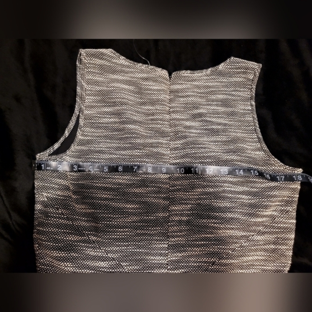 BANANA REPUBLIC Sheath Gray Tweed Sleeveless‎ V-neck Retro Lined Dress Sz 12 - Picture 10 of 11